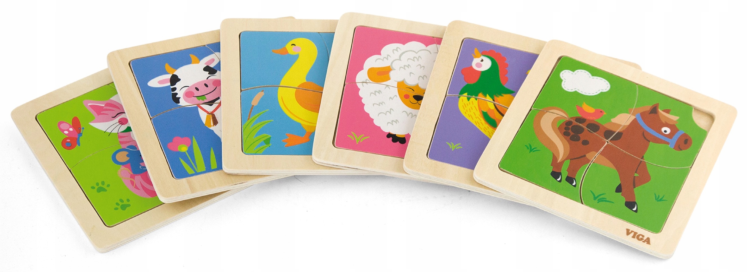 VIGA PORĘCZNE DREWNIANE PUZZLE KACZUSZKA 4EL EDU Marka Viga