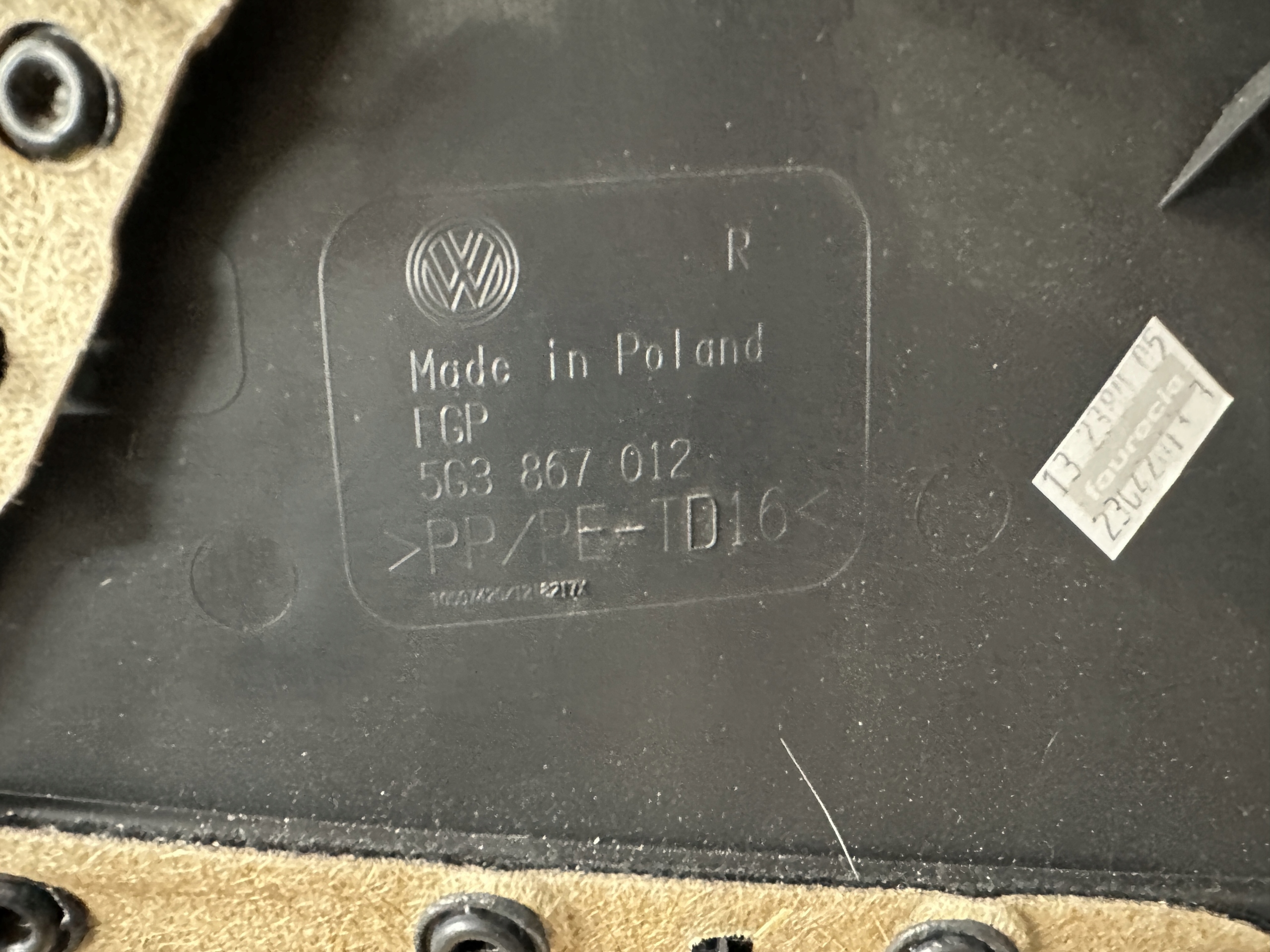 VW GOLF VII 7 3 tür seite tür rechts