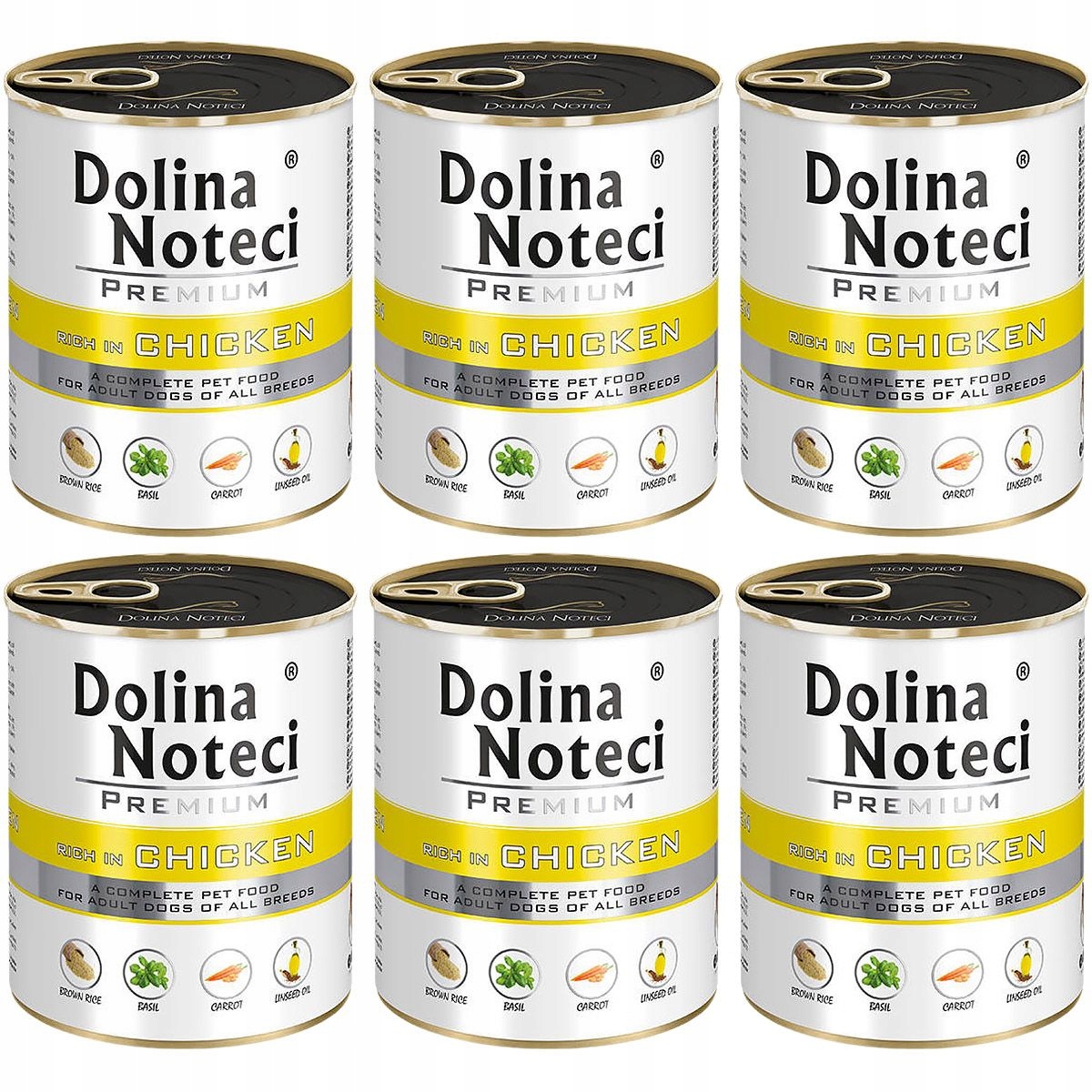 Levně Dolina Noteci Premium vlhké krmivo pro psy bohaté na kuřecí maso 6 x 800 g konzervy