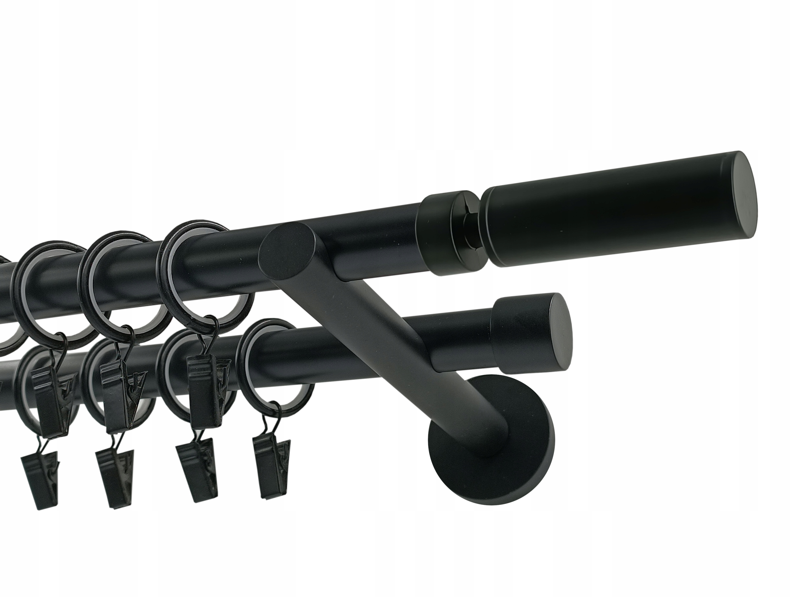 Garnýž dvojitá Kovový 19+19 mm Černý Mat 400 cm Waldo