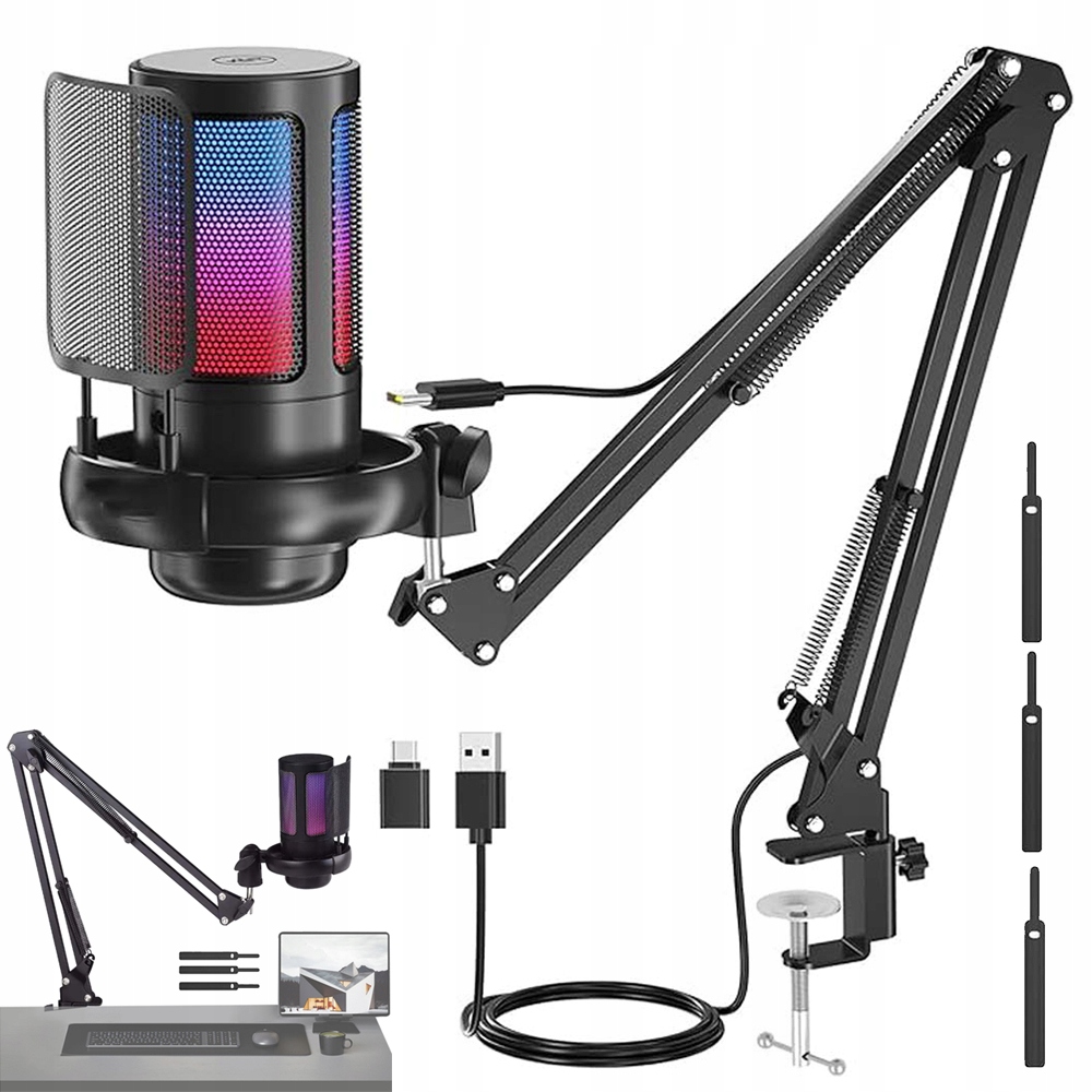 Barevný Kondenzátorový Mikrofon Rgb Pro Hráče A Studia Živých Přenosů