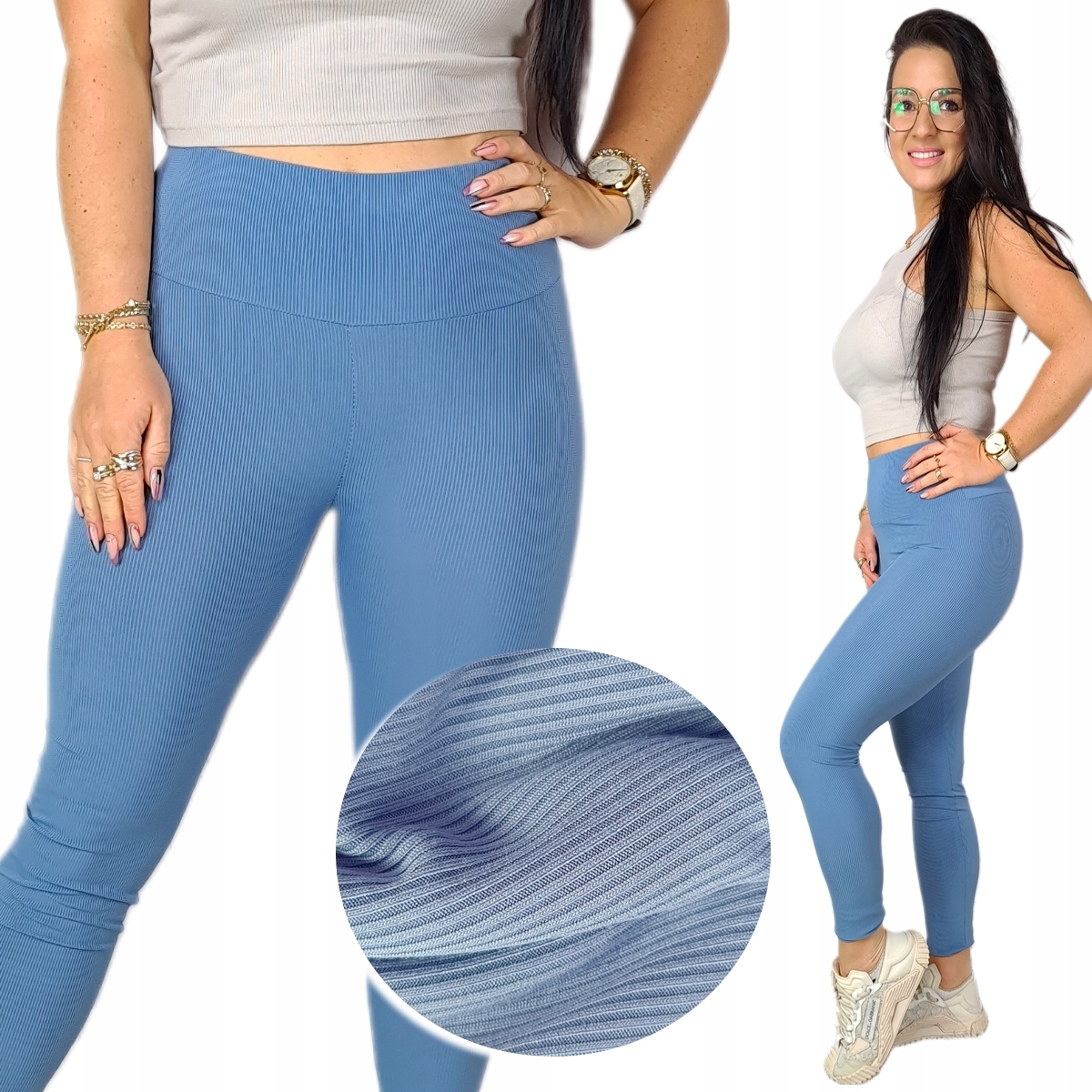 

Leginsy Modelujące Wysoki Stan Prążkowane L/XL