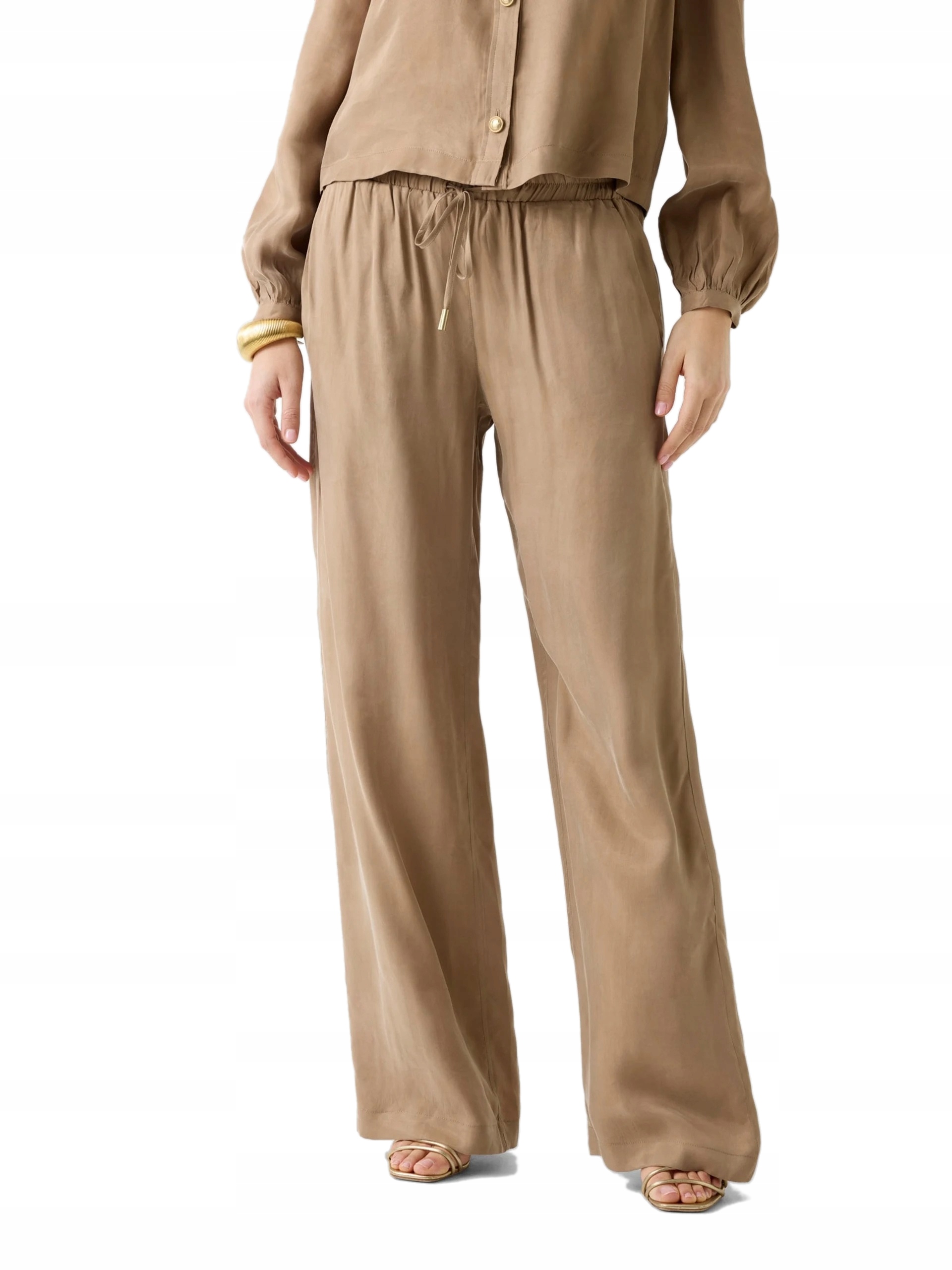 Dámské Světle Hnědé Tepláky S Širokou Nohavicí, Pohodlné Guess