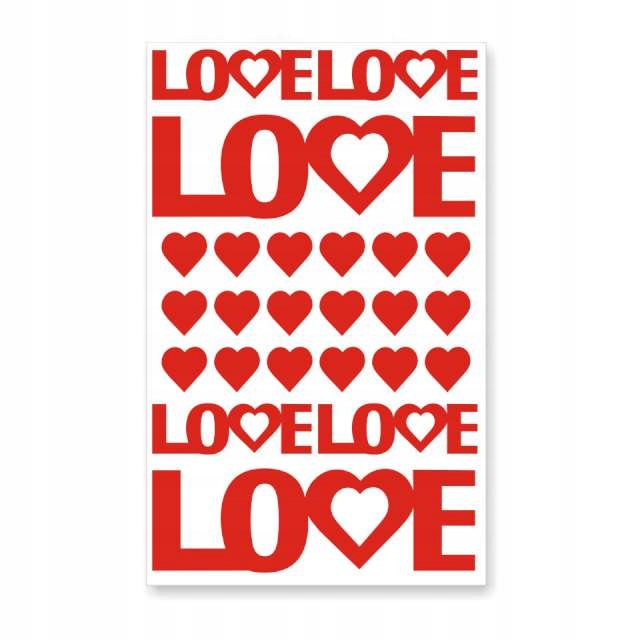 Naklejki czerwone Serca samoprzylepne Love x24