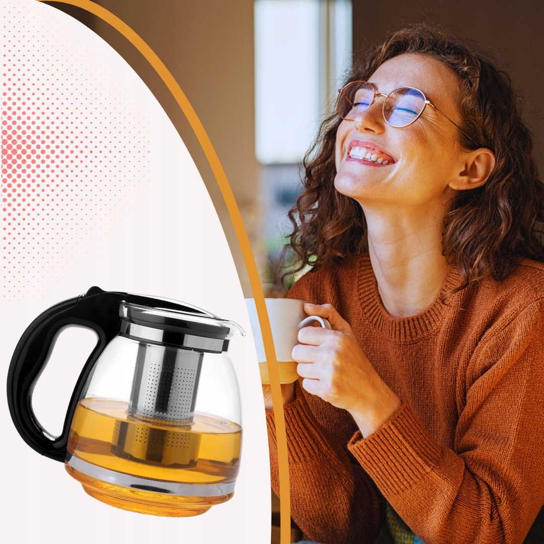 Dzbanek 2l Szklany z Zaparzaczem do Kawy Herbaty DUŻY ZAPARZACZ Czajnik Materiał szkło