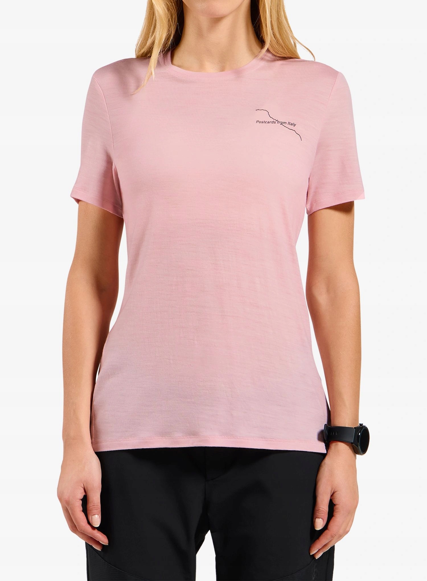 Dámské merino tričko Odlo Merino 160 Postcards Crew Neck S/s h. pink L