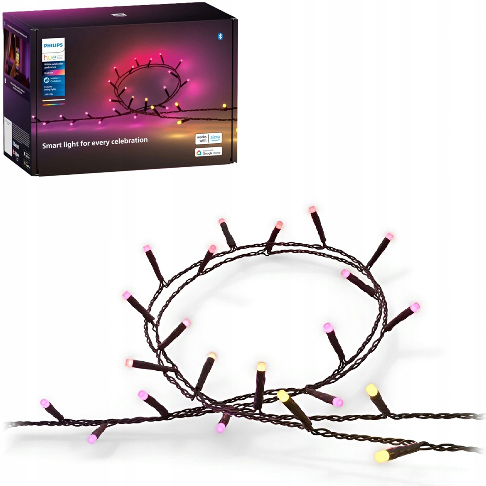 Svetelná reťaz 250 Led Girlanda Lampičky 20 m Cct Rgb Philips Hue Bluetooth