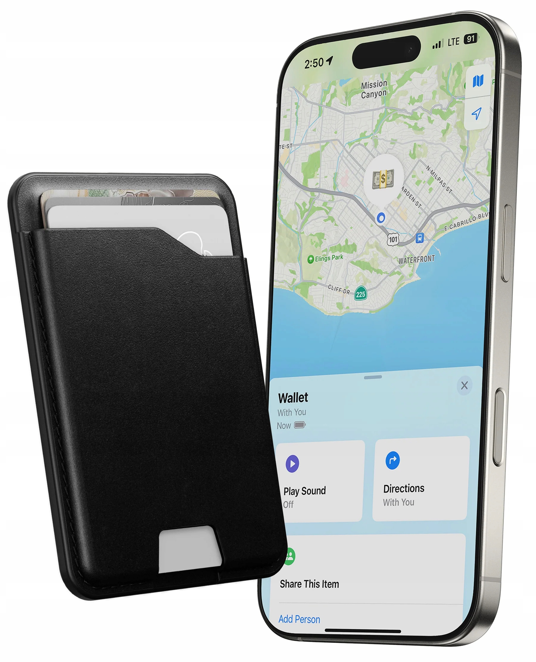 Peňaženka Nomad z prírodnej kože na 4 karty, magnetická MagSafe