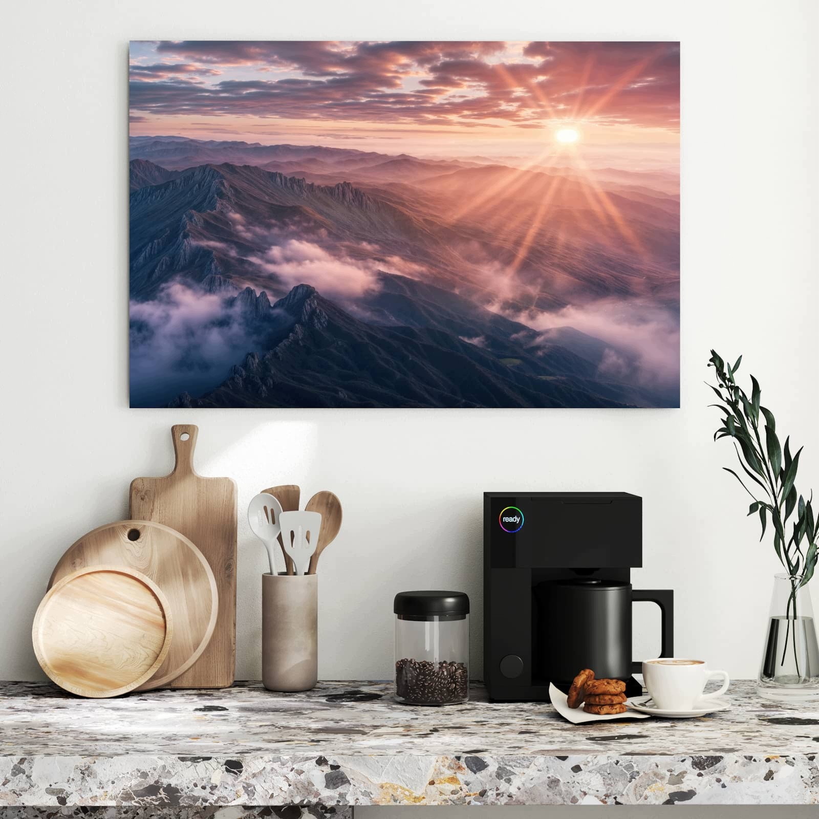 Magnetická tabule Východ slunce Hory 90 × 60 cm