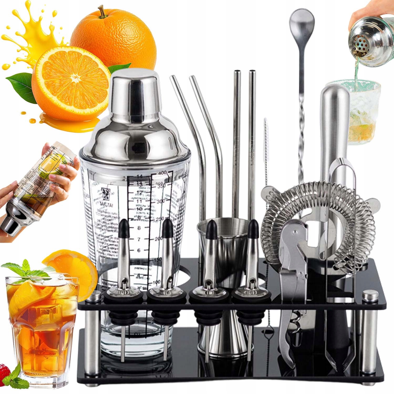 Barmanský Set Na Nápoje Shaker Profesionální Multifunkční 17 Ks 400 ML