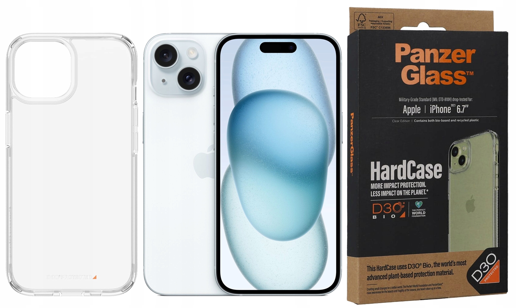 PanzerGlass Pouzdro bezbarvé, antibakteriální, HardCase pro iPhone 15 Plus