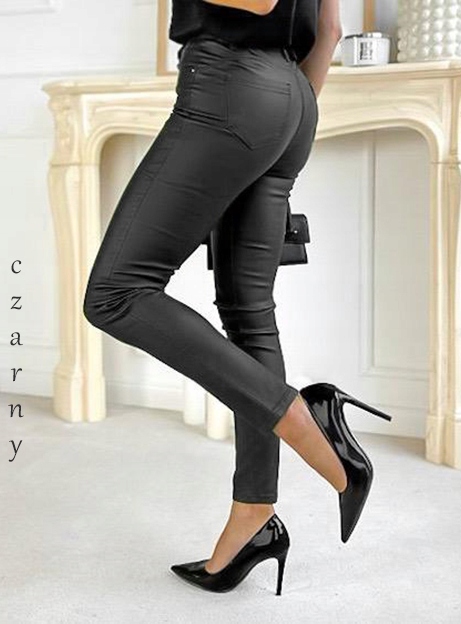 Dopasowane stylowe idealne WOSKOWANE SPODNIE SKÓRZANE rurki kolory Fason rurki