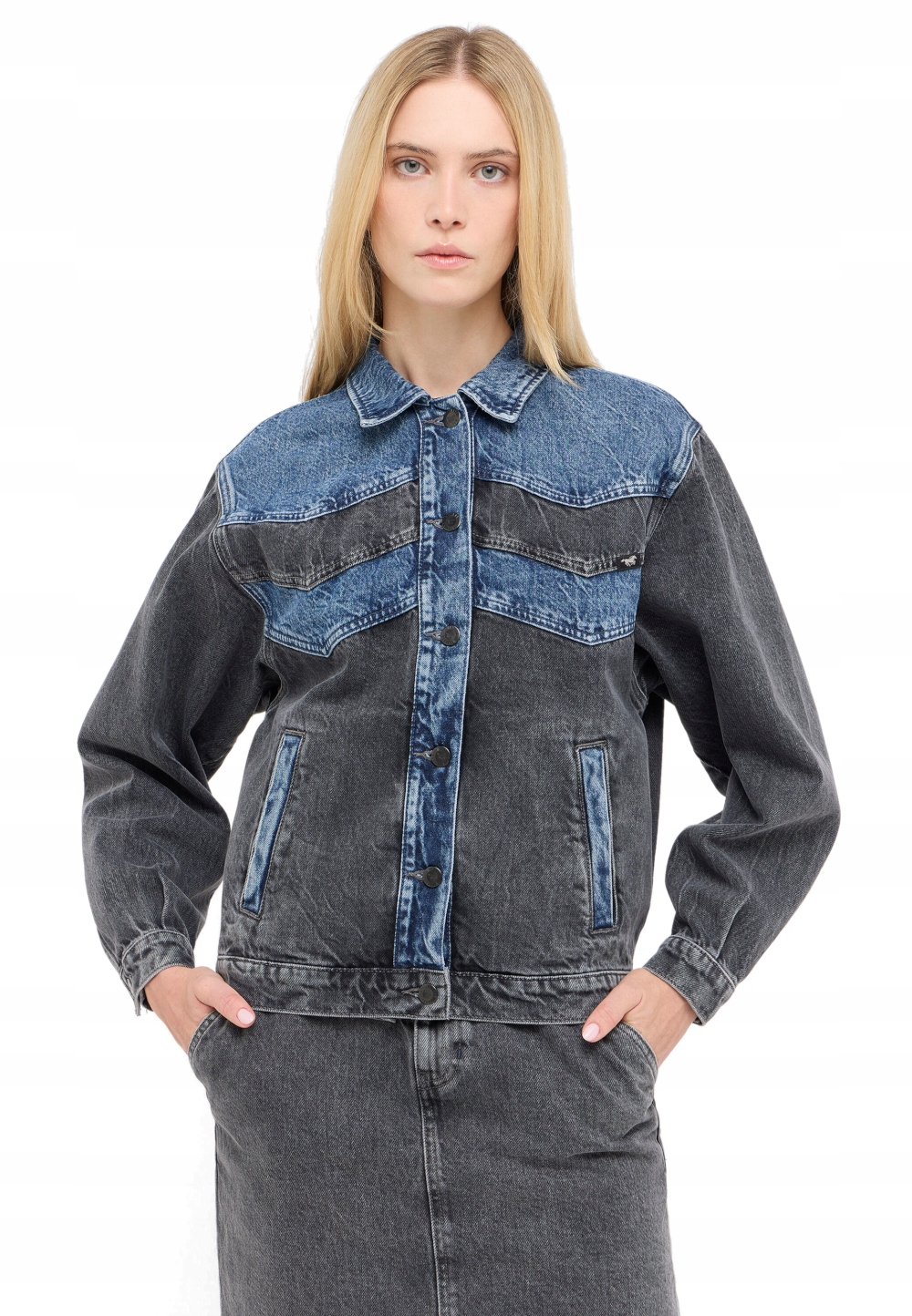 Mustang dámská džínová bunda grafitová džínová Loose Fit S