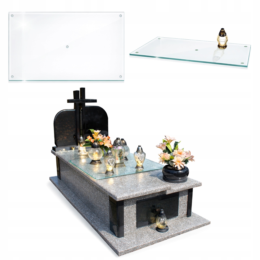 Podstavec do hřbitovních svíček na květiny Skleněný Tvrzený 90x52 cm na Hřbitov