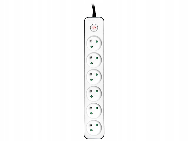 PRZEDŁUŻACZ SIECIOWY LISTWA ZASILAJĄCA 6 GNIAZD 1,5M WŁĄCZNIK z UZIEMIENIEM Model Złodziejka Wtyczka Trójnik