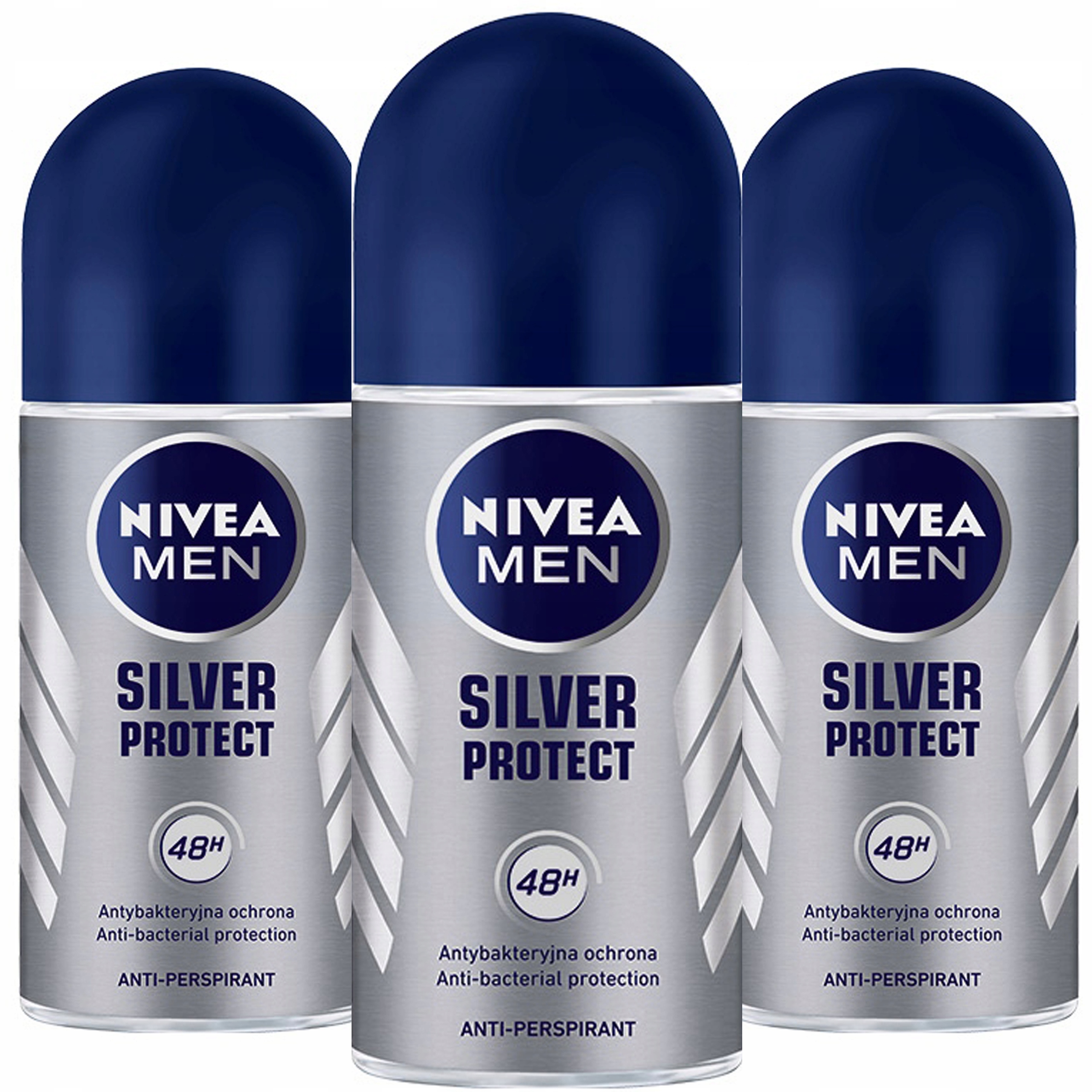 Nivea MEN Antyperspirant Silver Protect kulka 3 x 50ml