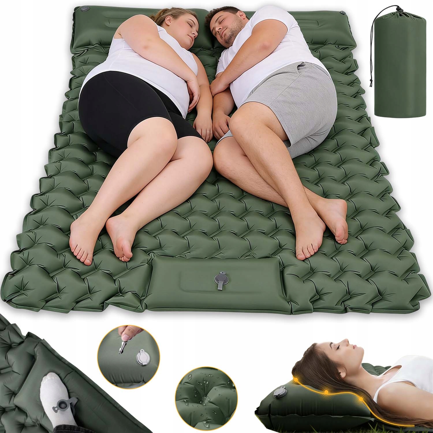 Turistická Podložka Karimatka Nafukovací Dvoulůžková Lehká 195 X 120 CM Voděodolná