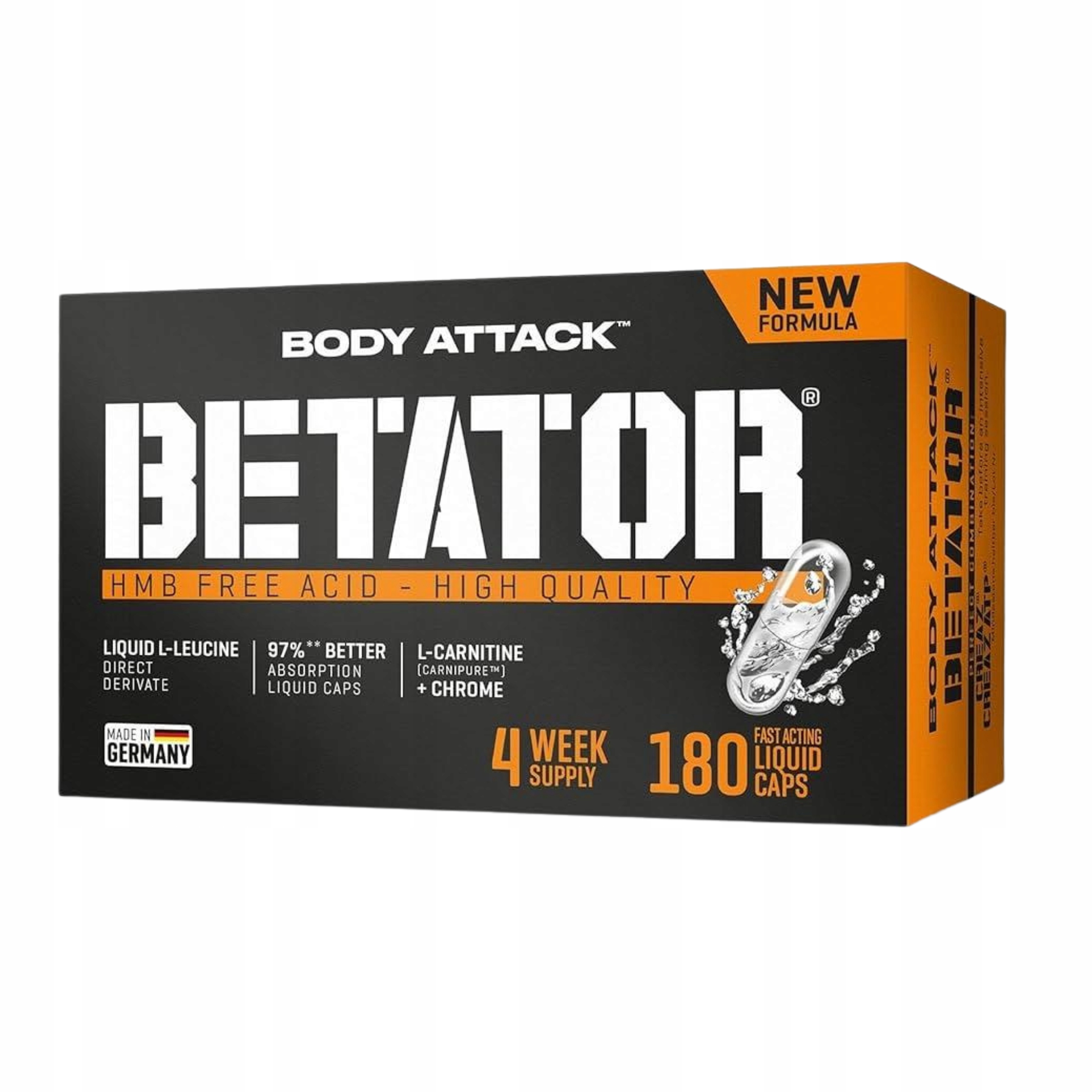Karnitin Betator 180 kapslí Hmb Chrom Anabolik Svalová hmota Body Attack