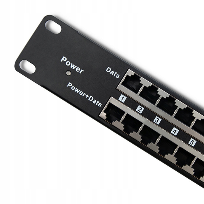 Rack panel 24 portov RJ45 Passive PoE 48V organizácia siete Patch Panel