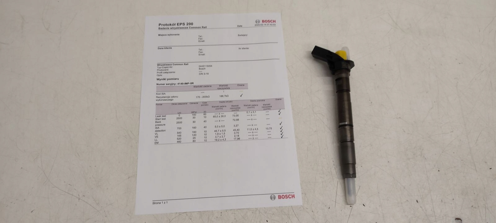 injector sprawdzony wydruk 0445115054 059130277AJ