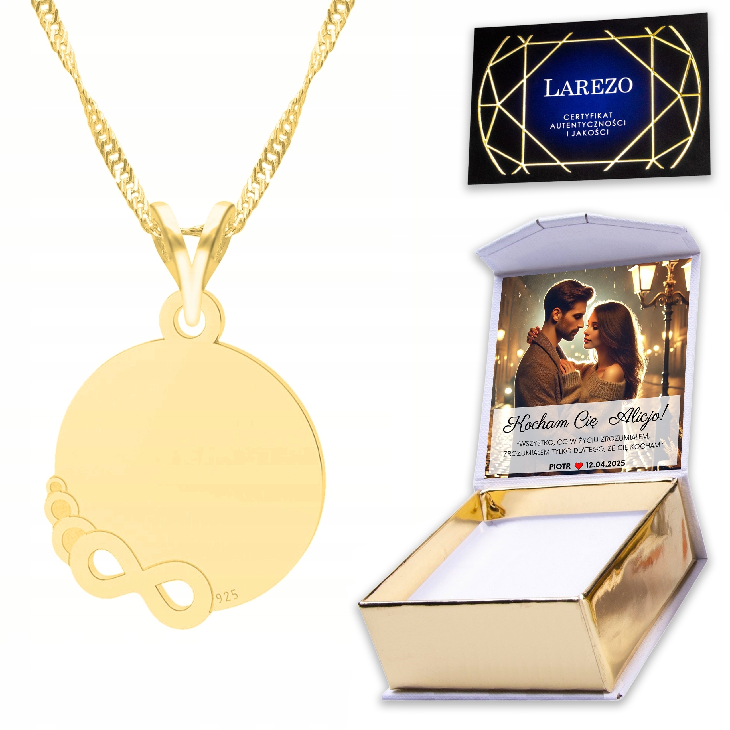 Zlatý náhrdelník 925 s nekonečnem Osm nekonečna Infinity Print