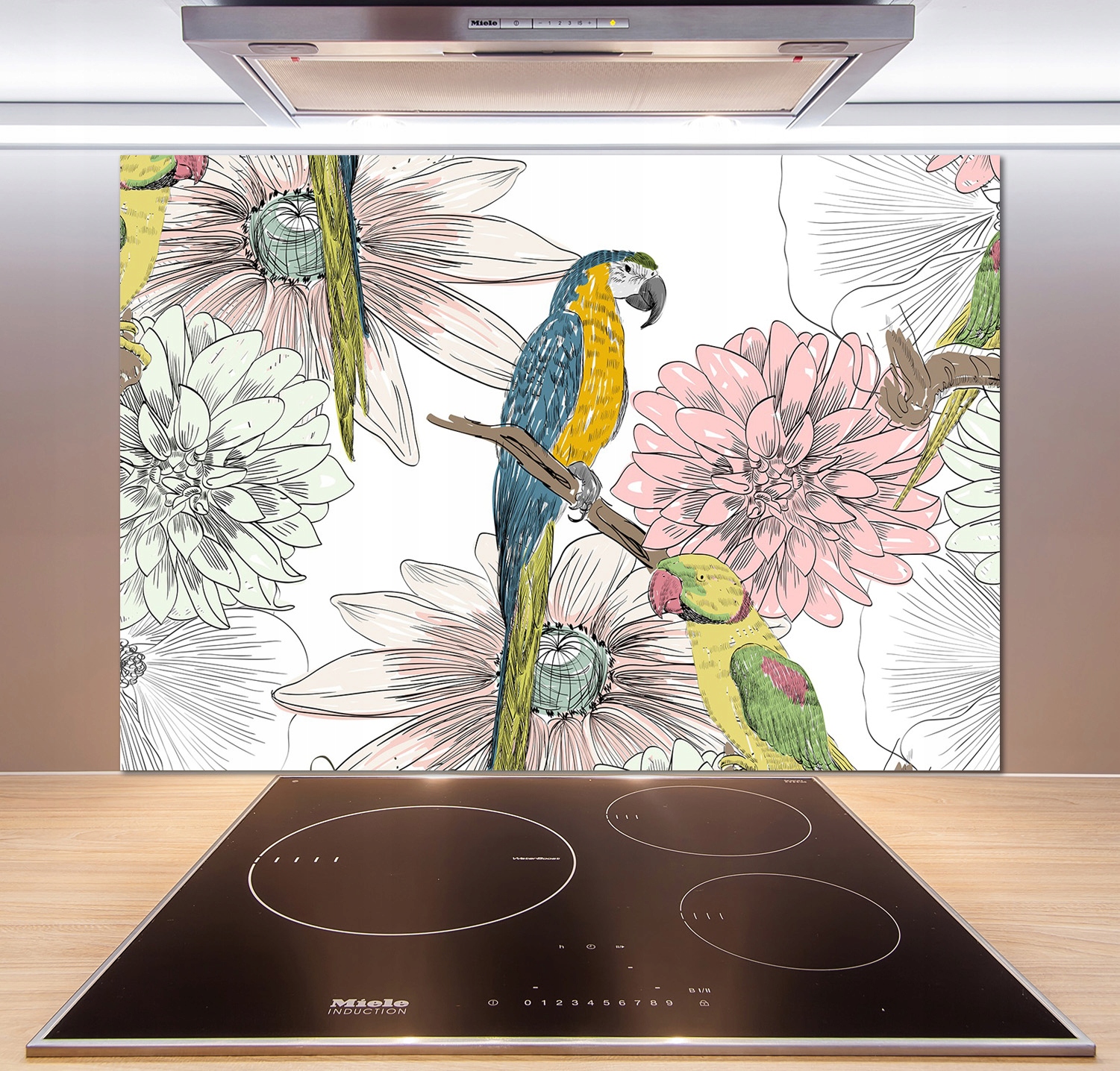 

Panel do kuchni Papugi i kwiaty 100x70 cm + Klej