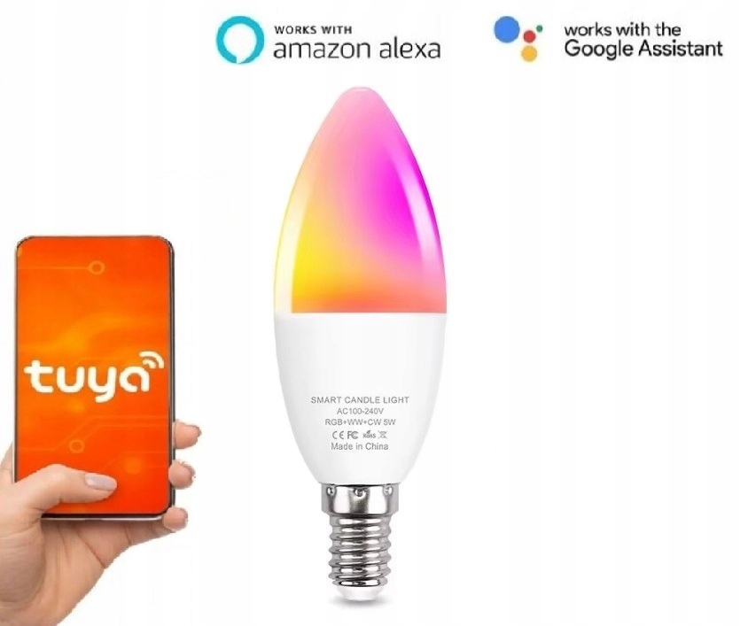 ŻARÓWKA SMART LED WIFI E14 5W - TUYA SMART LIFE ALEXA GOOGLE ASSISTANT
