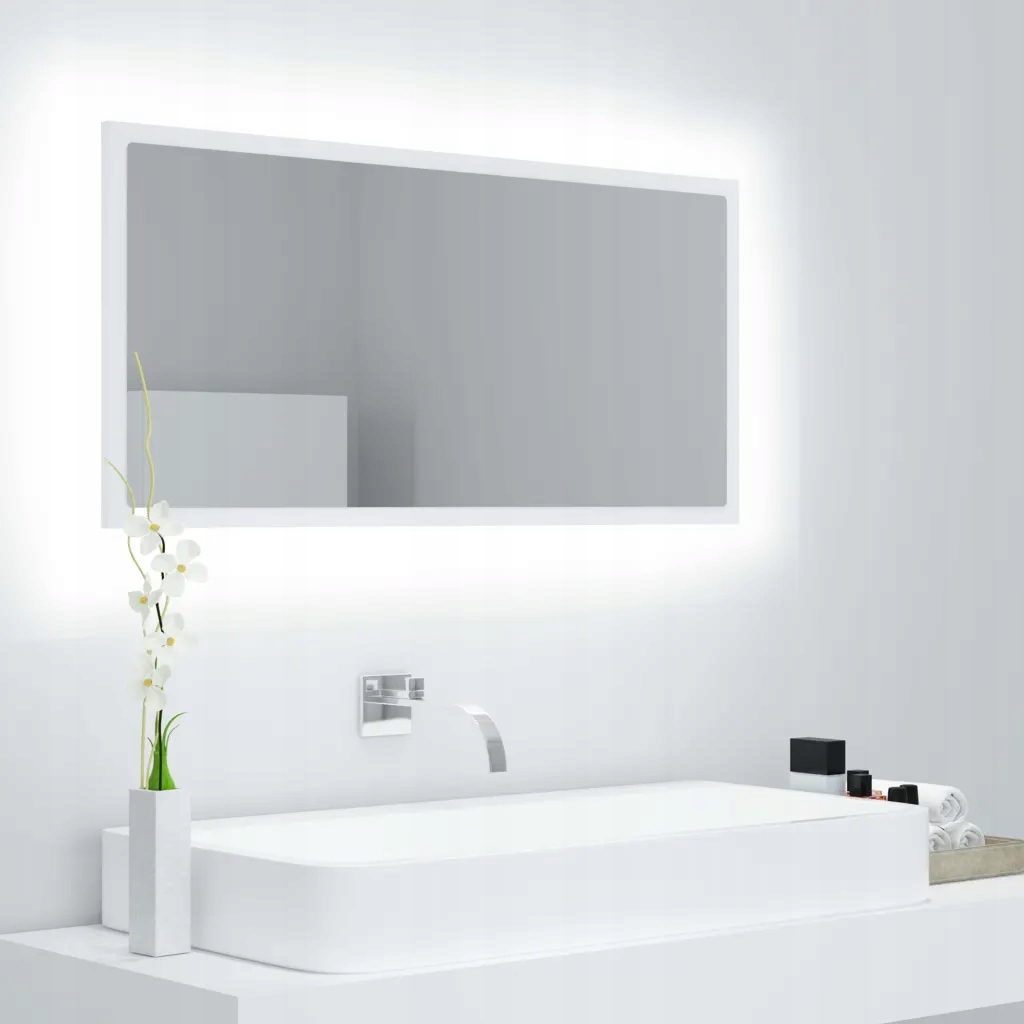 Led koupelnové zrcadlo bílé 90 x 8,5 x 37 cm akrylové Bílá 804932
