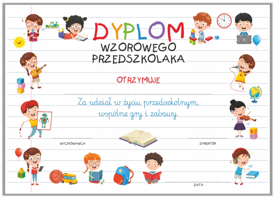 

Dyplom: Wzorowego Przedszkolaka (Wzór: 34)