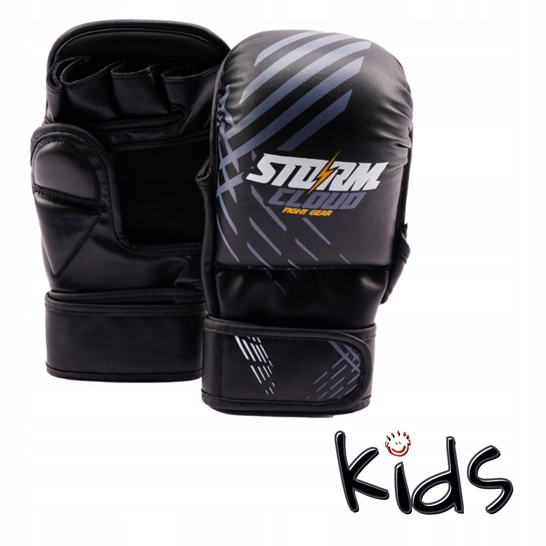 StormCloud Rękawice Mma dla dzieci Lynx Czarno/Szare 7oz Junior L