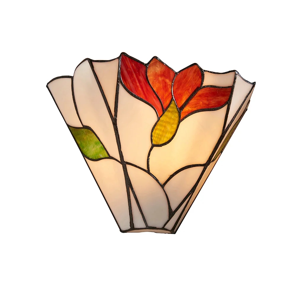 Vitrážové nástenné svietidlo Botanica Tiffany 1xE14, 40 W, sklo, viacfarebné