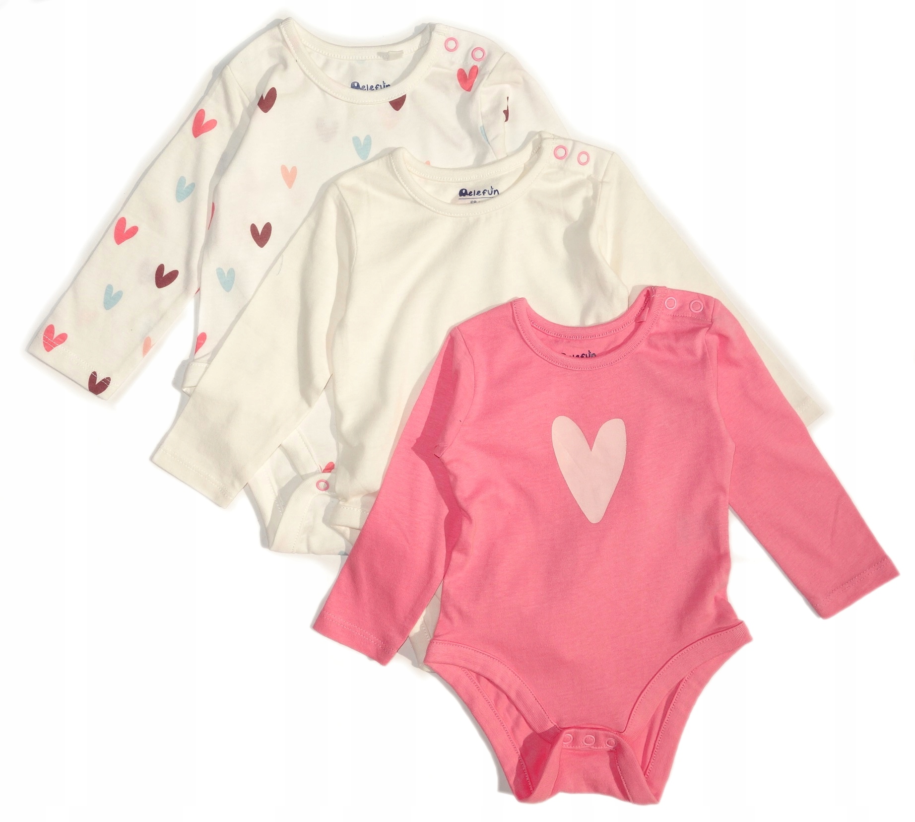 

Body Dziewczęce 3 Pack Długi Rękaw Serduszka 68