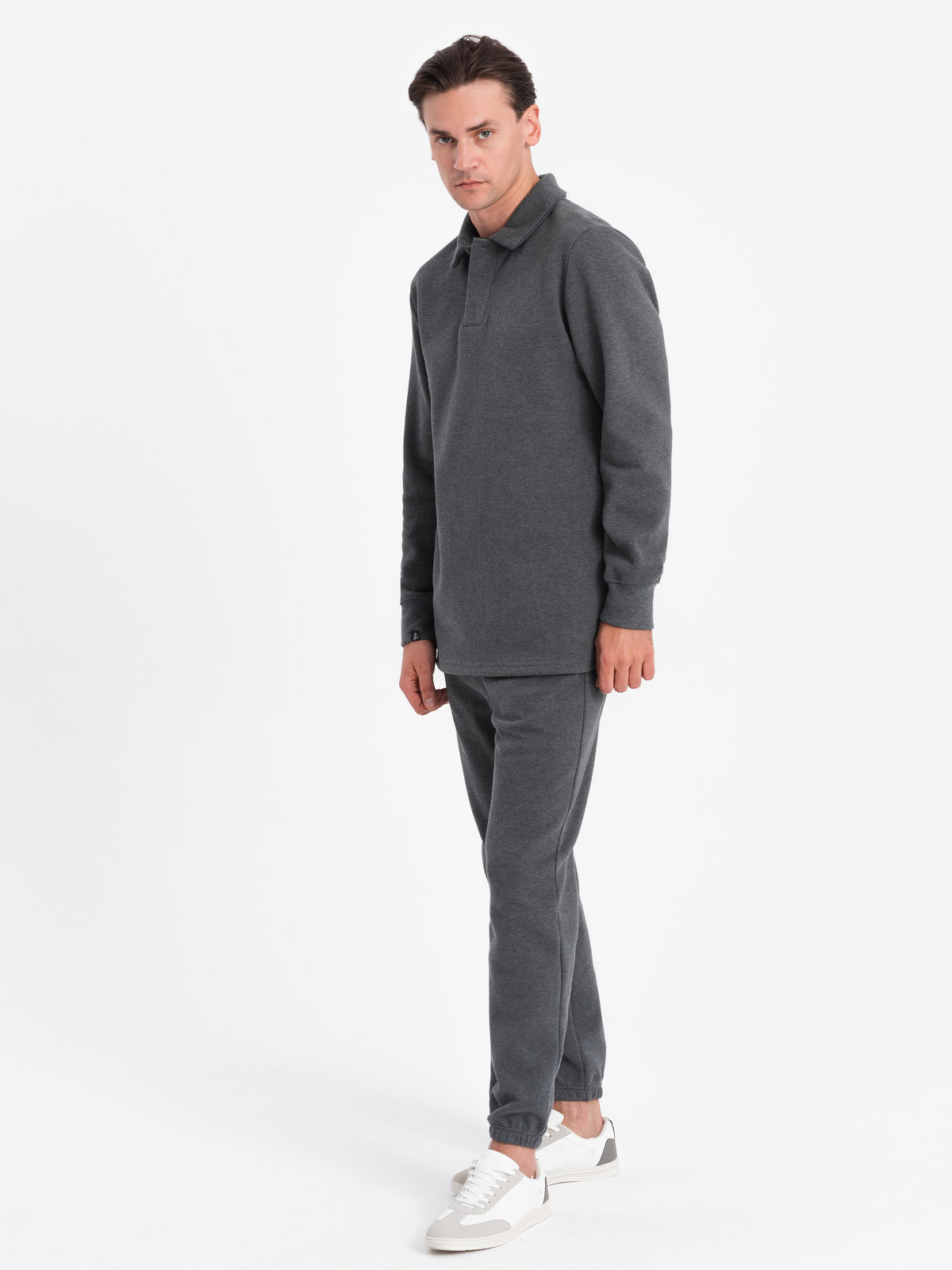 Pánský teplákový komplet mikina kalhoty grafitový melír V1 Z71 XL