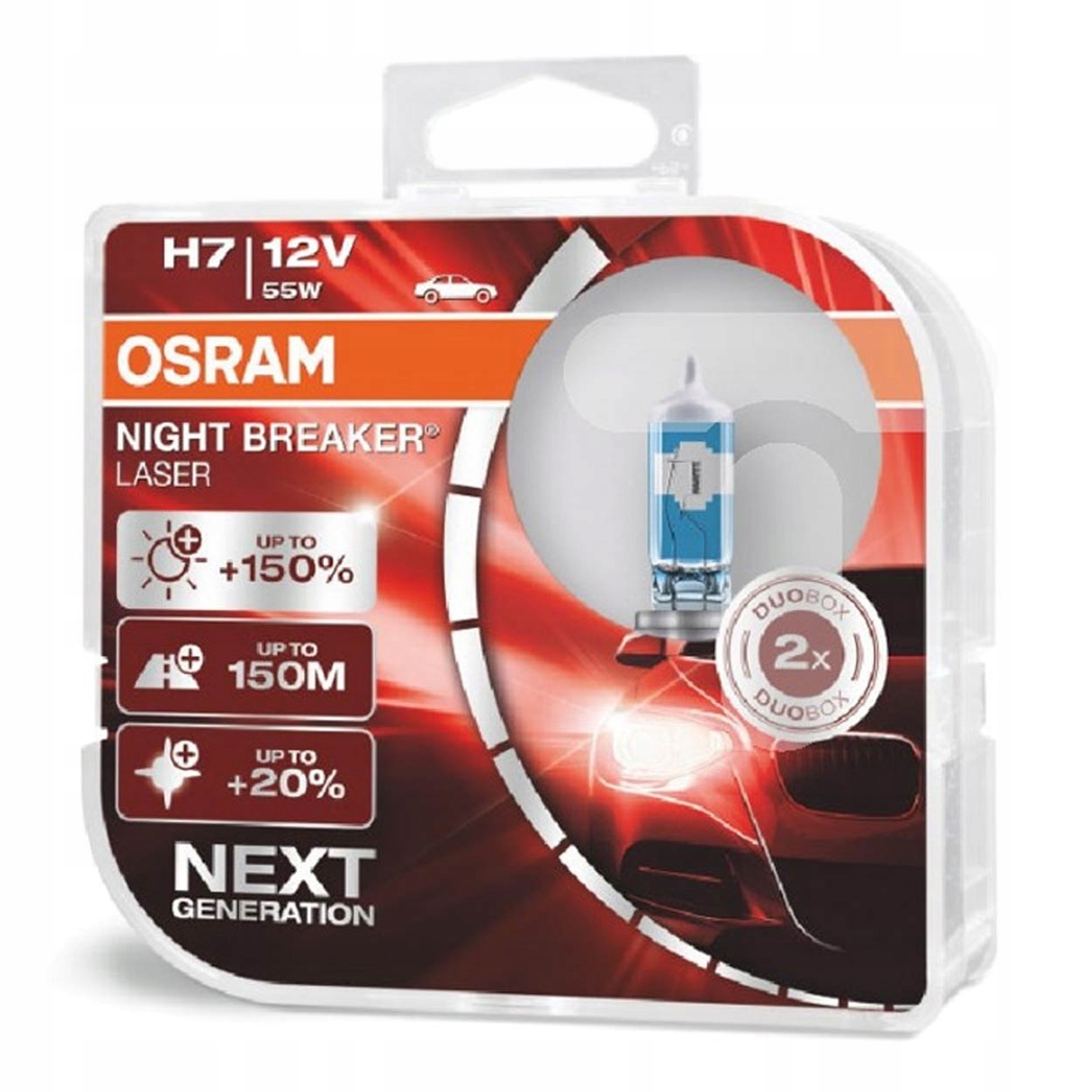 Halogénové žiarovky Osram H7 12V 55W PX26d Night Breaker Laser +150% /2ks/