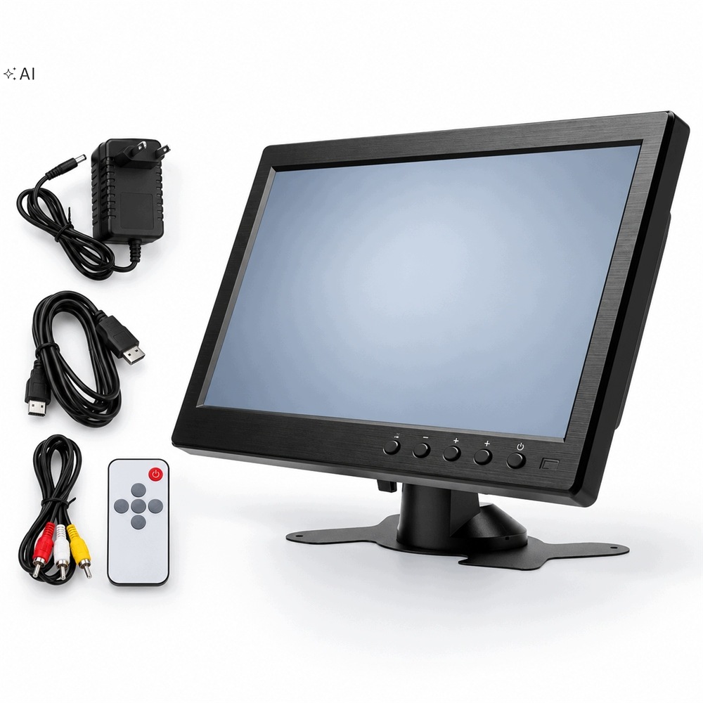 Přenosný LCD monitor 10,1" 1024 x 600 Podstavec Kabel Vga Bnc Usb Hdmi Av
