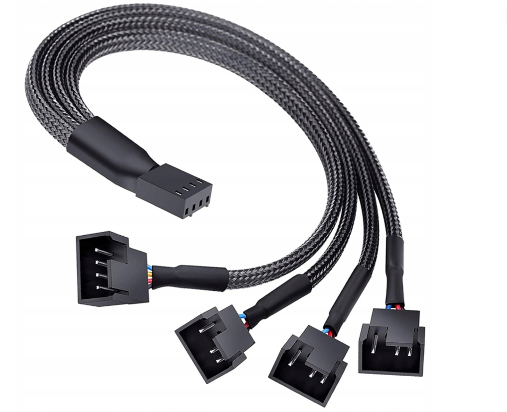 Hub Rozdzielacz Kabel 4Pin PWM do 4x 3/4Pin do wentylatorów Rozgałęziacz