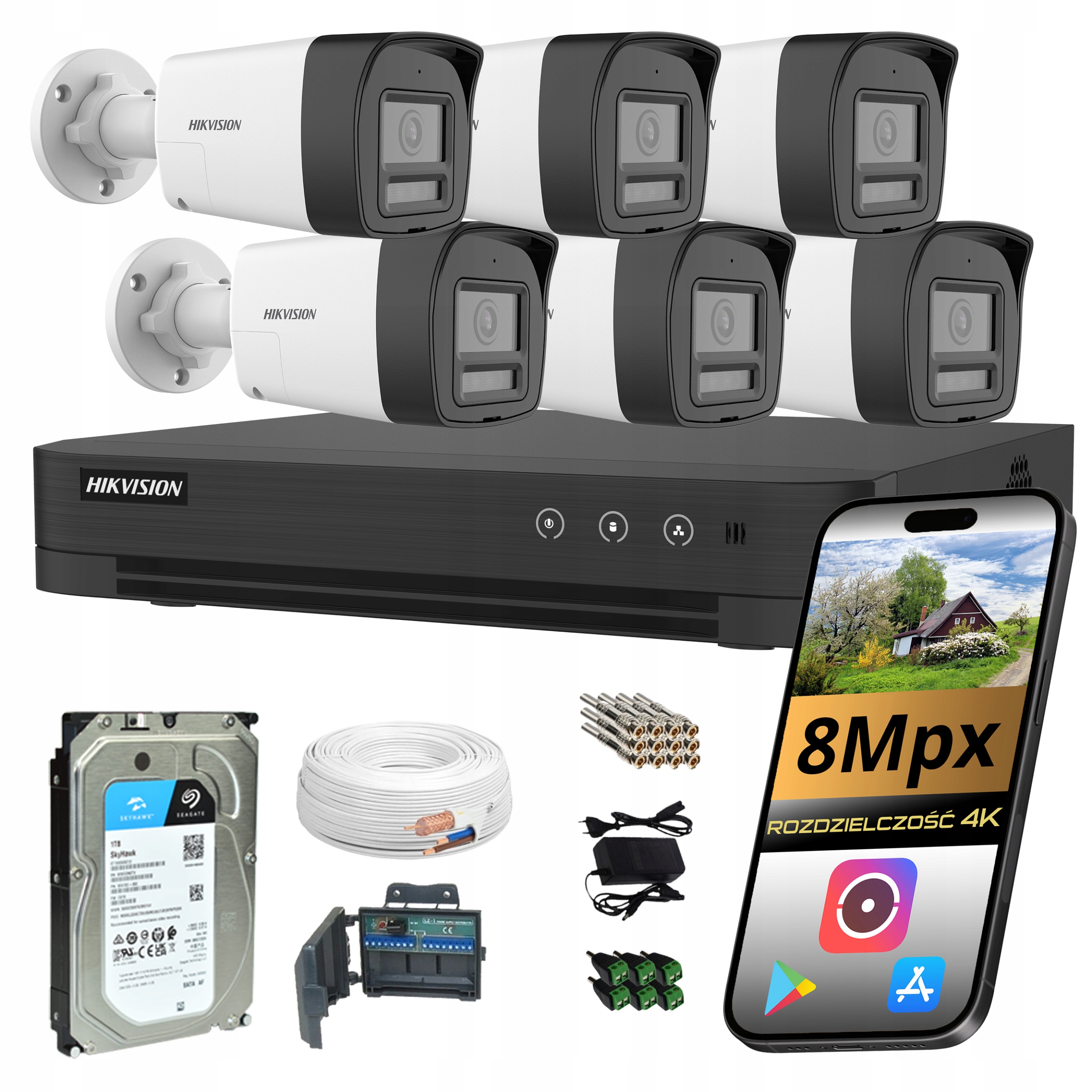 Sada Kamer Na Monitorovanie 6 Analógových Kamer 8Mpx Ir Led Hikvision 1TB