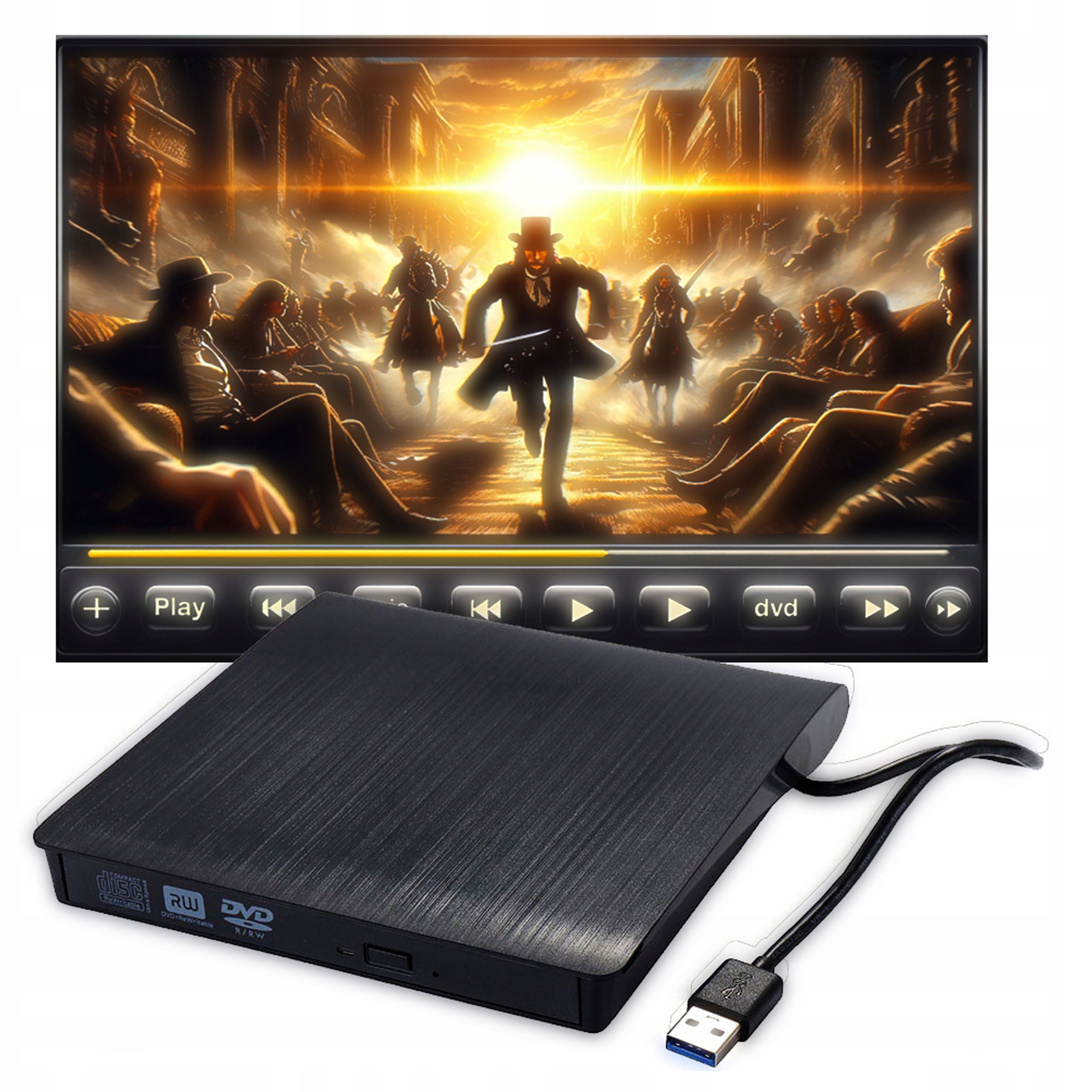 Napęd Cd-r/dvd-rom/rw Zewnętrzny Usb 3.0 Nagrywarka CD Przenośny Odtwarzacz