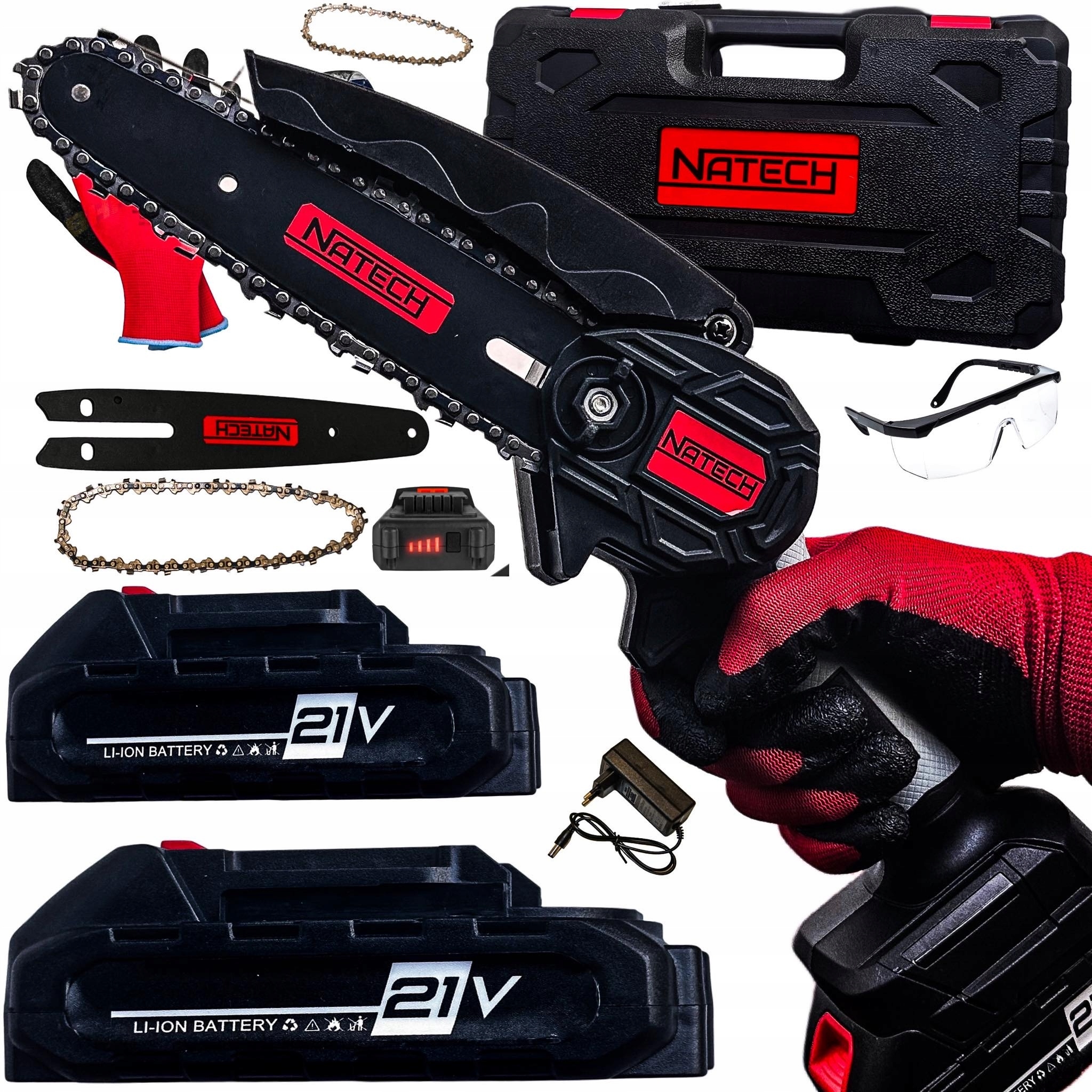 Akumulátorová Řetězová Pila 6'' 2x Akumulátory 2x Řetěz 2.0Ah