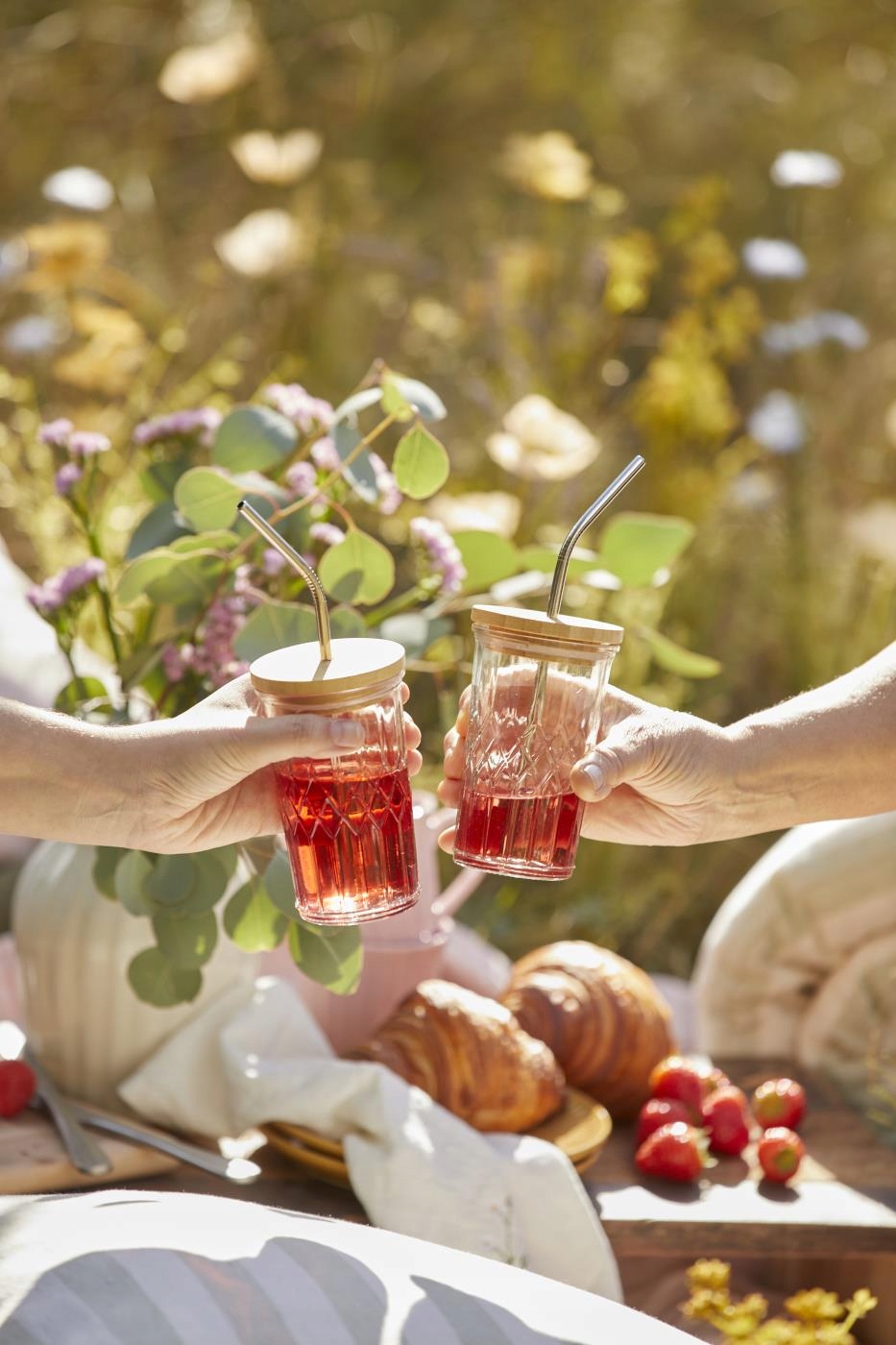 Szklanka ze słomką bambusowa przykrywka IB LAURSEN Pojemność 300 ml