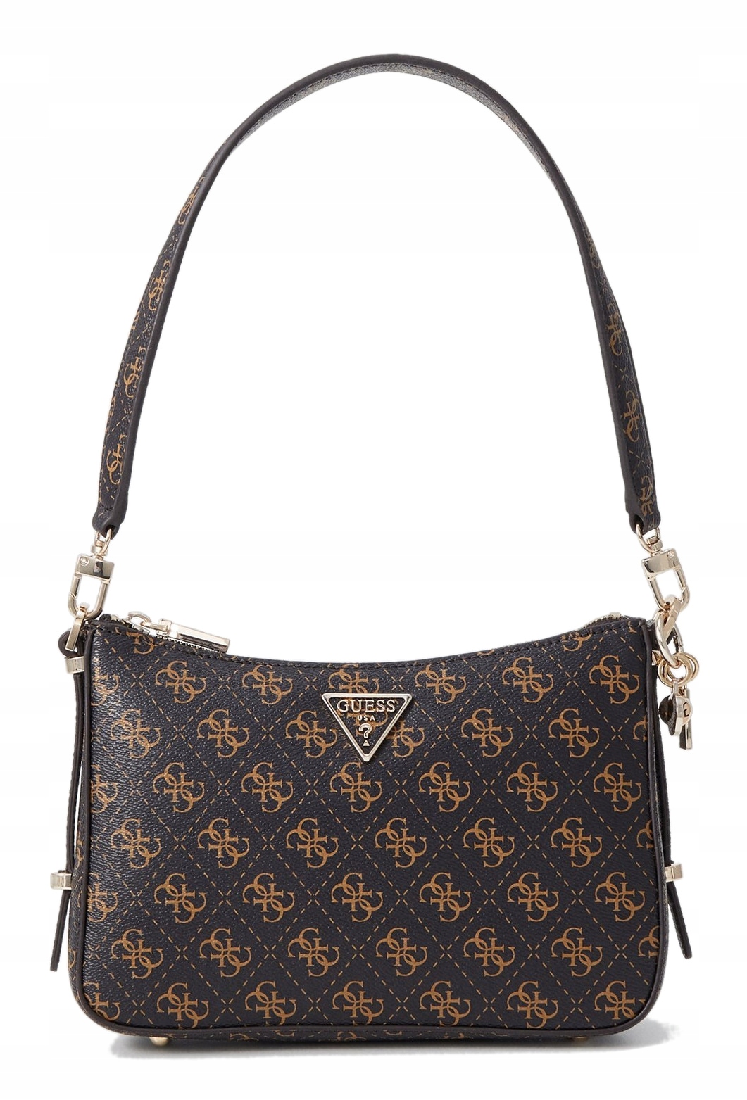 Malá, Logovaná Hnědá Dámská Kabelka, Módní, Krásná Mini Přes Rameno Guess