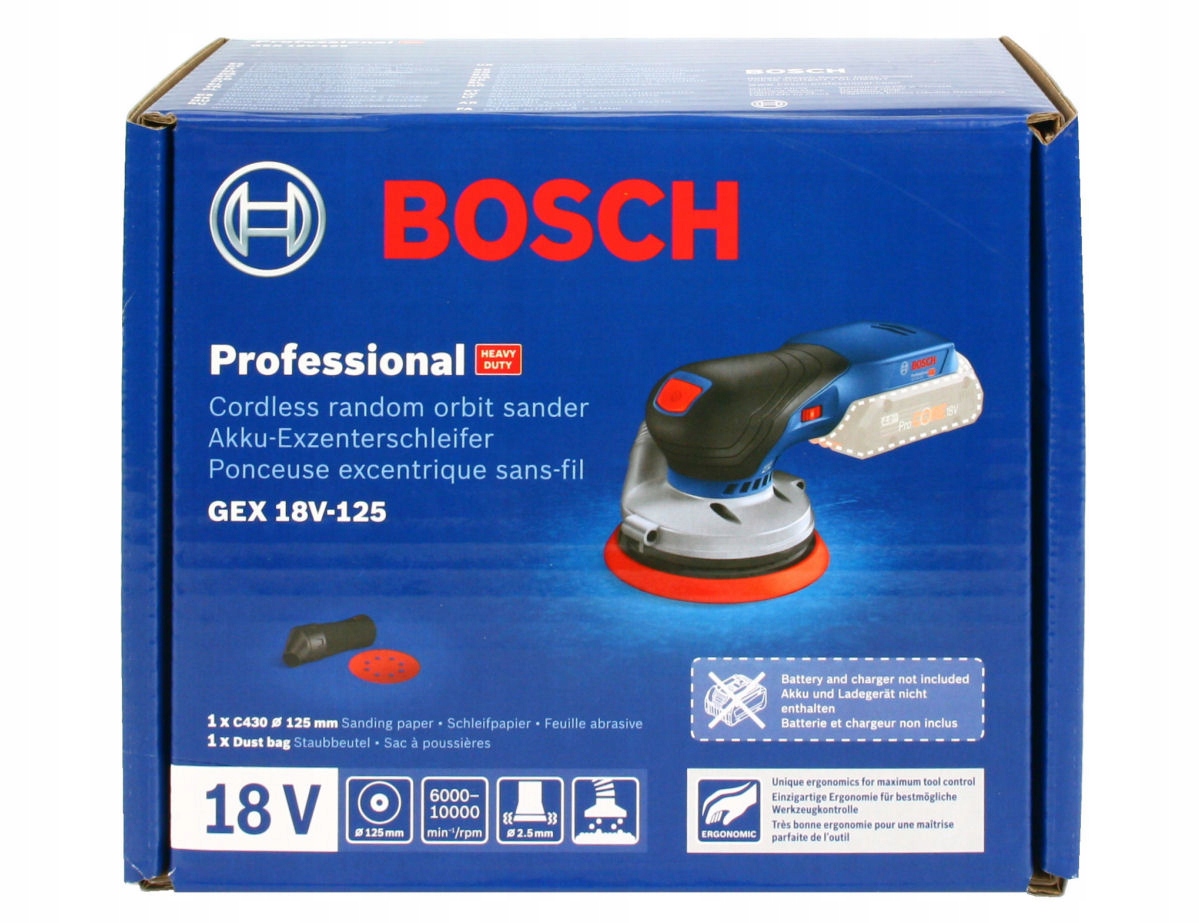 SZLIFIERKA MIMOŚRODOWA 18V GEX 18V-125 BOSCH BODY EAN (GTIN) 4059952539652