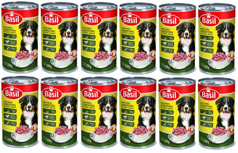 Levně Krmivo mokré Basil 1250 g se zvěřinou 12 Ks