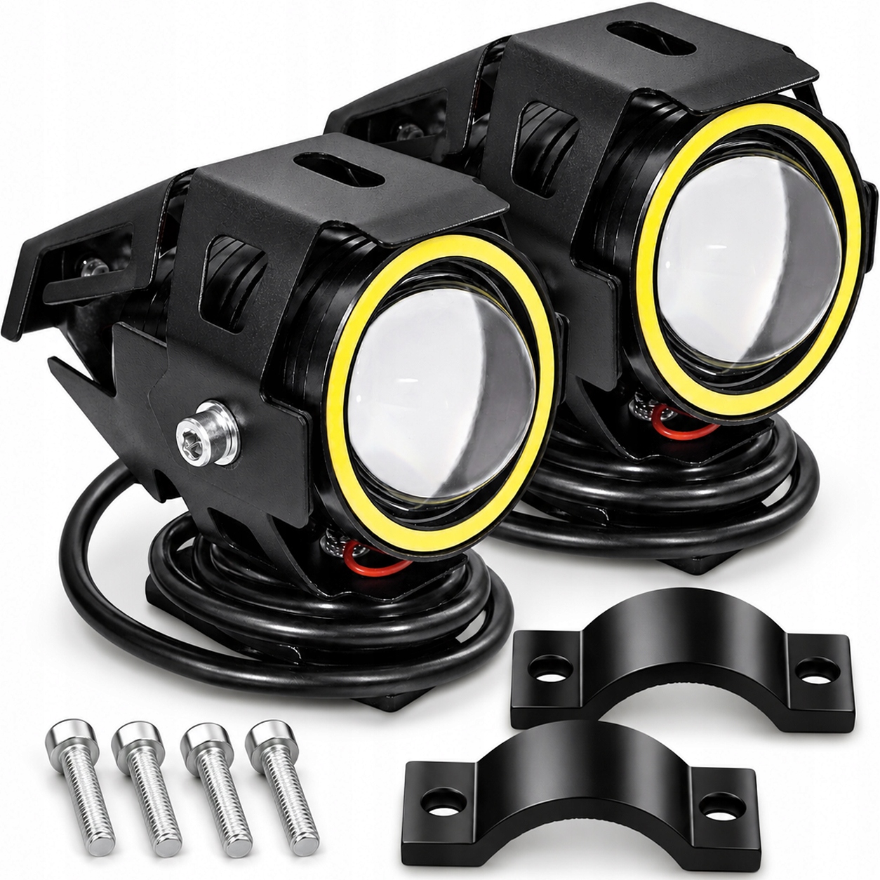 Motocyklová Halogenová Čočka Led Kroužky Lampa Světlomet Quad Cross 3000LM U7