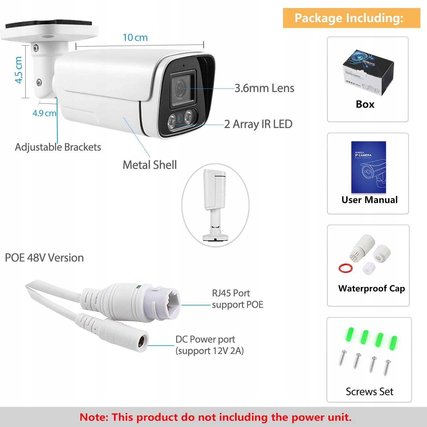 REVODATA Kamera IP 5MP POE Wodoodporna IP65 36mm IR Nocna Detekcja Ruchu — miniatura 7