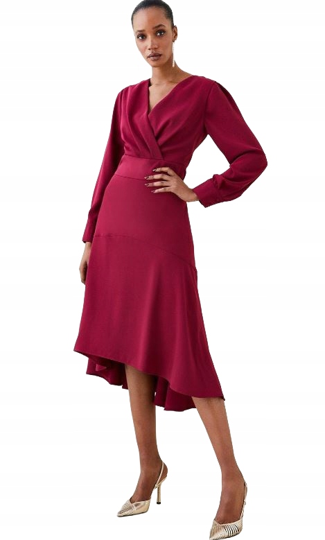 Karen Millen Šaty Bordó Asymetrická 42 M_k