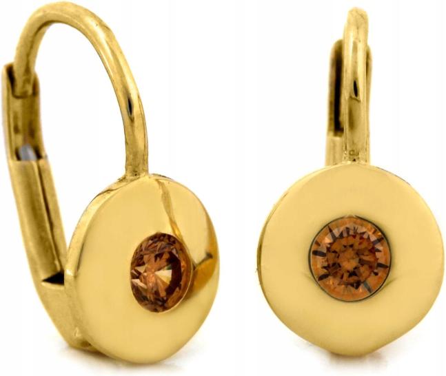 Náušnice zlaté 585 s oranžovým zirkonem, elegantní vzor jako dárek