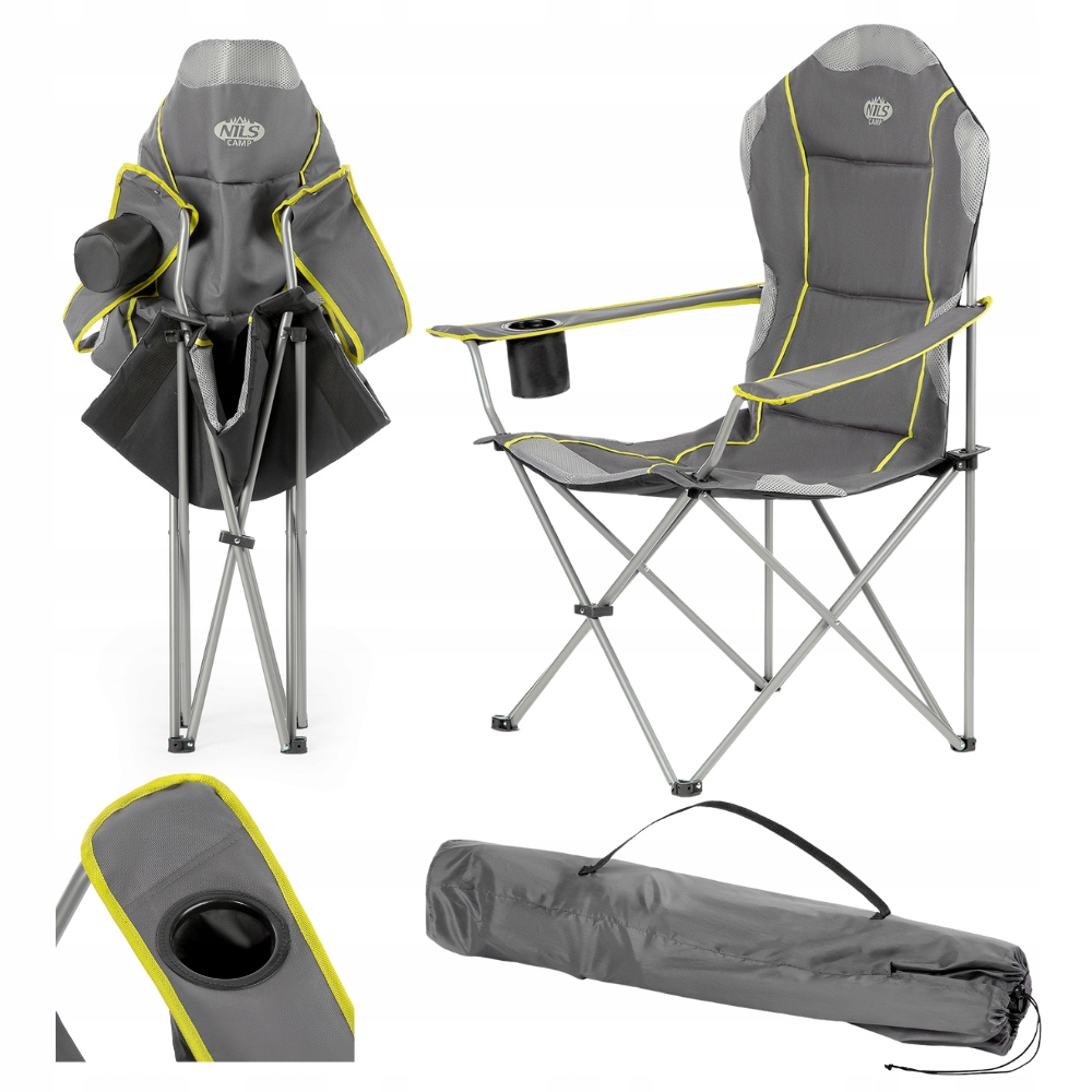 Krzesełko Wędkarskie Fotel Rybacki Składany Turystyczny Z Oparciem Nils