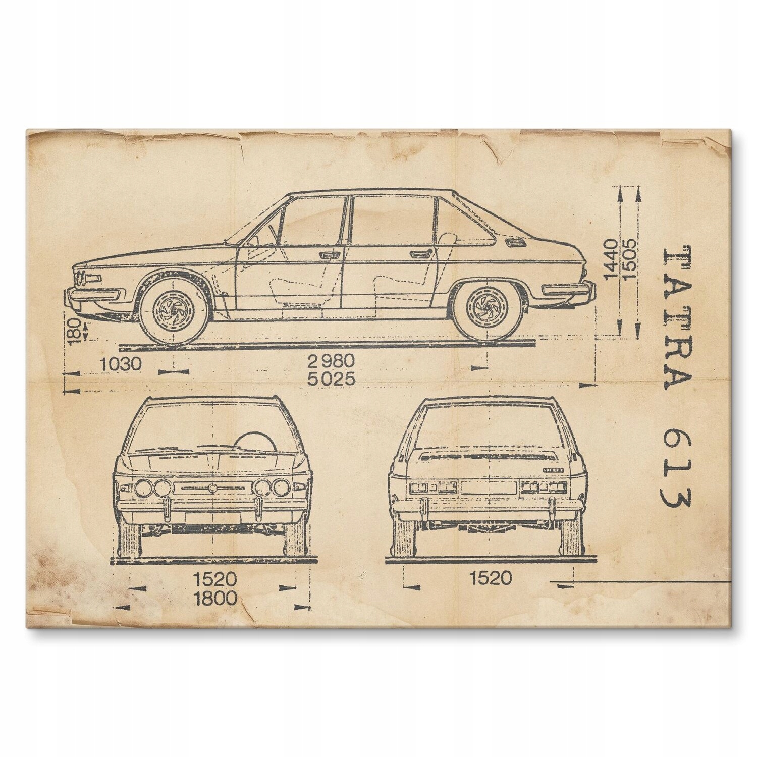 Kovový plakát Tatra 613 Auto Automobilový patent Retro 42 x 59,4