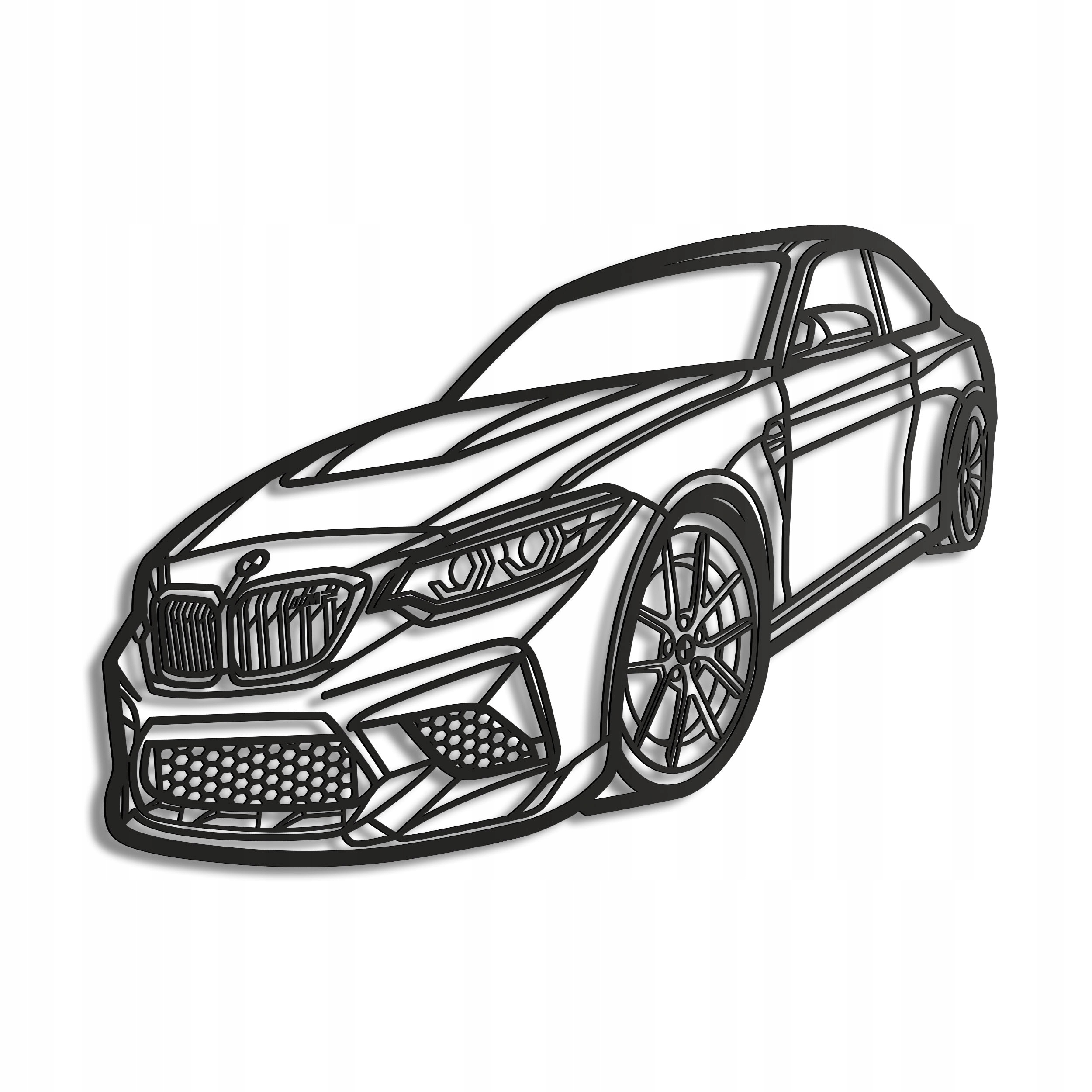 Dřevěný 3D obraz Bmw M2 ve stylu Line Nástěnná Dekorace Dárek XL